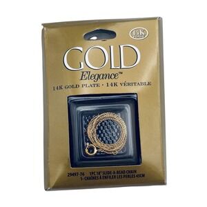 VTG Gold Elegance Cousin DIY Jewelry 18 Inch Necklace Chain 14K Gold Plated NEW